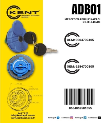KENT MERCEDES AD BLUE KAPAĞI KİLİTLİ(40 MM)