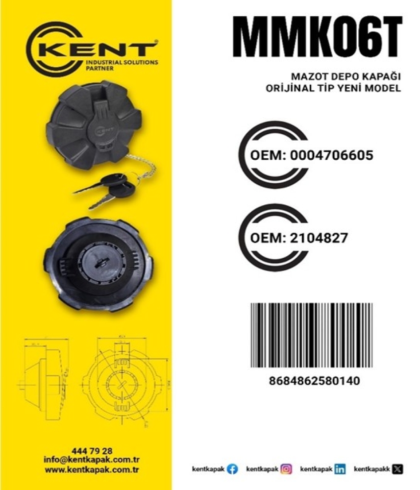 KENT MERCEDES AROCS MAZOT DEPO KAPAĞI KİLİTLİ 80MM