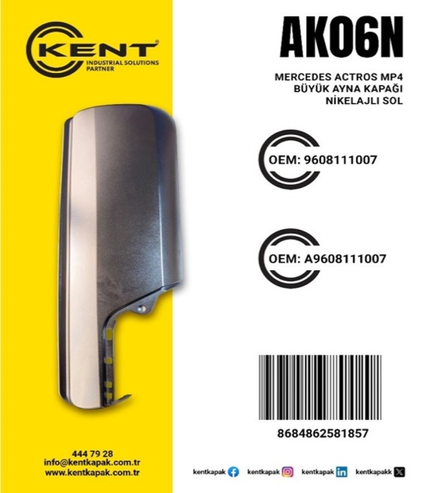 KENT MERCEDES MP4 AYNA KAPAĞI KROM SOL