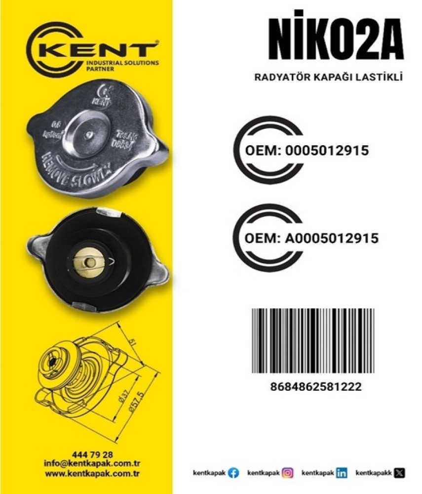 KENT RADYATÖR KAPAĞI (LASTİKLİ) 135-165-185