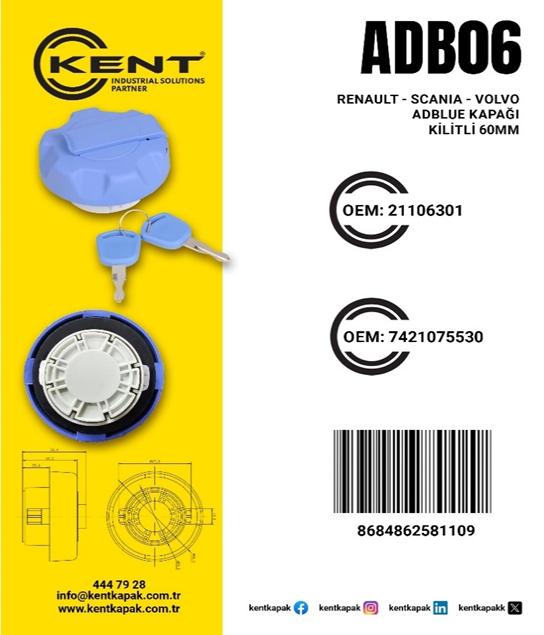 KENT RENAULT SCANIA VOLVO AD BLUE KAPAĞI