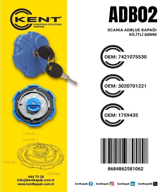 KENT SCANIA AD BLUE KAPAĞI KİLİTLİ(60 MM)