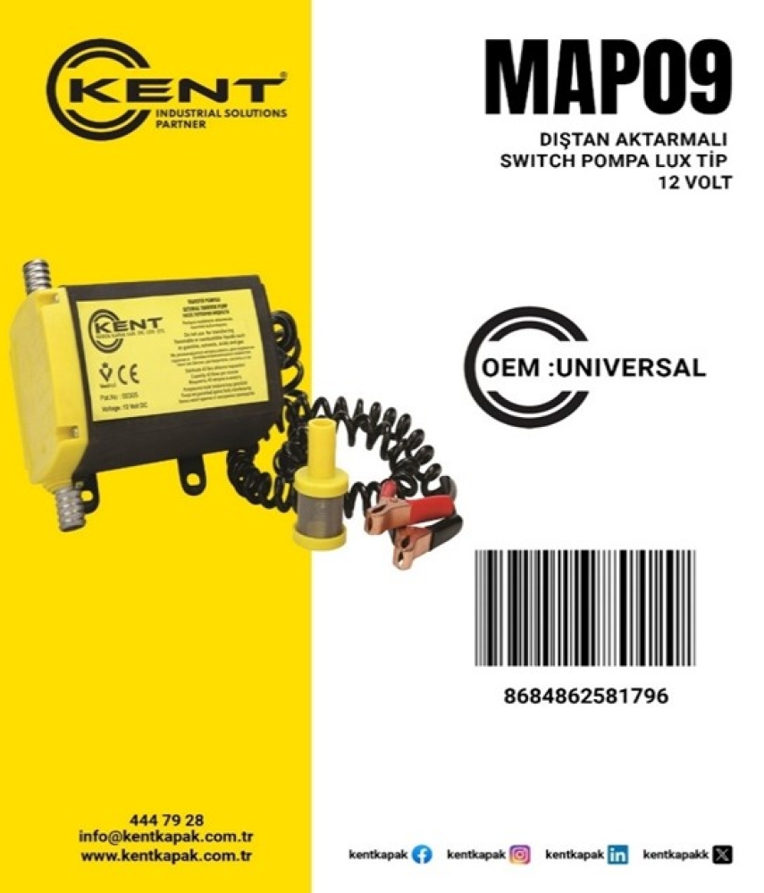 KENT  VAKUMLU MAZOT AKTARMA POMPASI 12V
