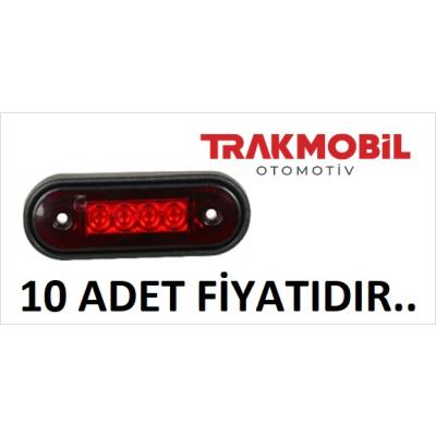 KROM BAR LAMBA 4 LEDLİ LASTİKLİ (10 ADET) Kırmızı