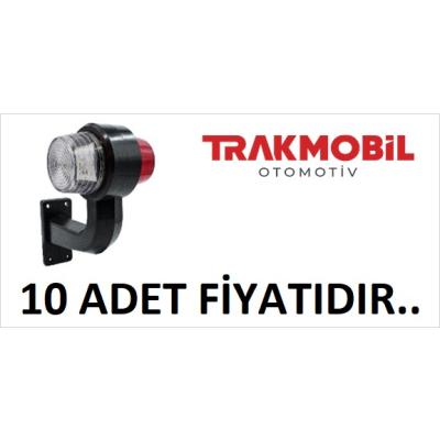 MAKSİ EĞRİ LAMBA LEDLİ 16CM (10 ADET) Kırmızı - Beyaz