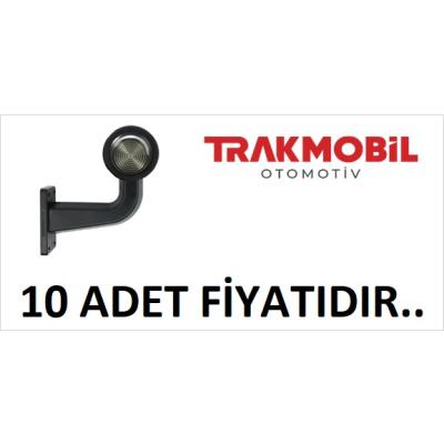 MAKSİ EĞRİ LAMBA LEDLİ 16CM FÜME CAM  (10 ADET) Kırmızı - Beyaz