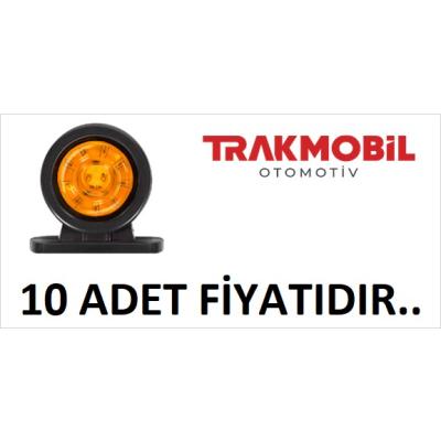 MİNİ DÜZ LAMBA LENSLİ CAM 18 LEDLİ (10 ADET) Sarı - Kırmızı