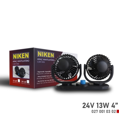 NİKEN ARAÇ VANTİLATÖRÜ KÜÇÜK ÇİFT BAŞLI 24V 4 İNÇ