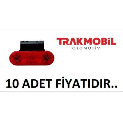OVAL LAMBA 17 LEDLİ BRAKETLİ (10 ADET) Kırmızı