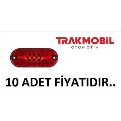 OVAL YAN İŞARET LAMBA 3 LEDLİ (10 ADET) Kırmızı