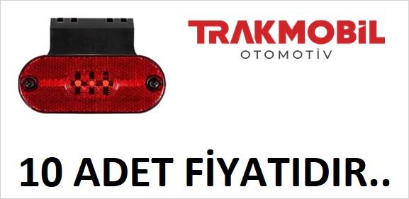 OVAL YAN İŞARET LAMBA 3 LEDLİ BRAKETLİ (10 ADET) Kırmızı