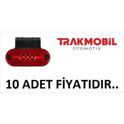 OVAL YAN İŞARET LAMBA 3 LEDLİ BRAKETLİ (10 ADET) Kırmızı