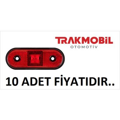 OVAL YAN İŞARET LAMBA 4 LEDLİ (10 ADET) Kırmızı