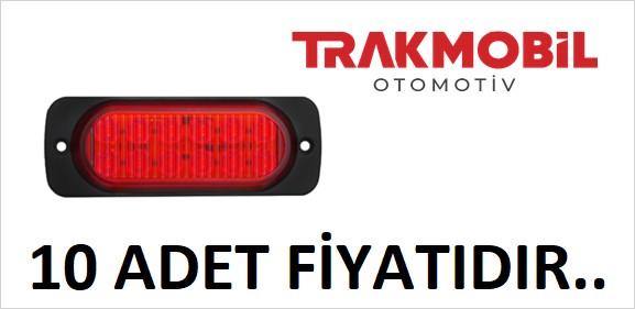 PARMAK LAMBA 12 LEDLİ MERCEKLİ CAM (10 ADET) Kırmızı