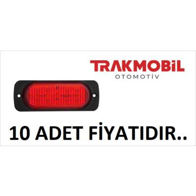 PARMAK LAMBA 12 LEDLİ MERCEKLİ CAM (10 ADET) Kırmızı