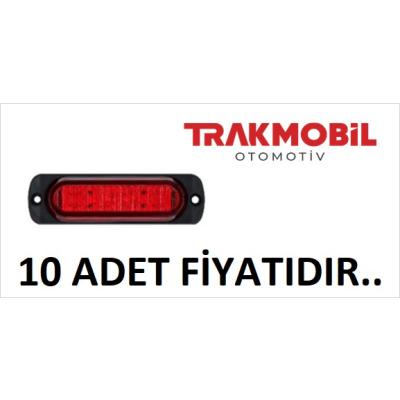 PARMAK LAMBA 4 LEDLİ MERCEKLİ CAM (10 ADET) Kırmızı