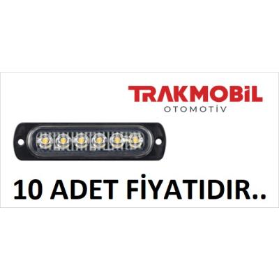 PARMAK LAMBA 6 LEDLİ MERCEKLİ CAM (10 ADET) Beyaz