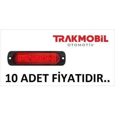 PARMAK LAMBA 6 LEDLİ MERCEKLİ CAM (10 ADET) Kırmızı