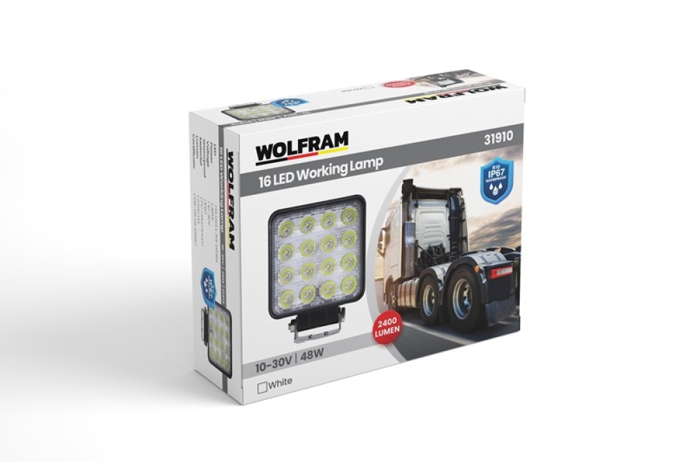 WOLFRAM 16 LEDLİ ÇALIŞMA LAMBASI 12/24V 27W E BELGELİ