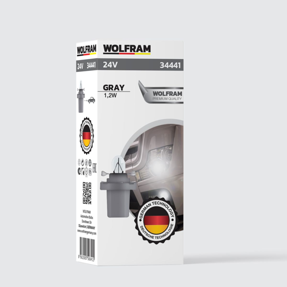 WOLFRAM 24 VOLT 1,2 WAT GRİ DUYLU AMPÜL ( 10 Adet )