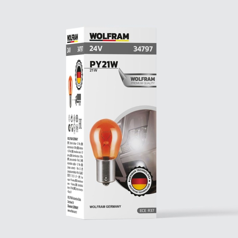 WOLFRAM 24 VOLT 21 WAT 93 AMPÜL YAN TIRNAK TURUNCU UZUN ÖMÜRLÜ ( 10 Adet )