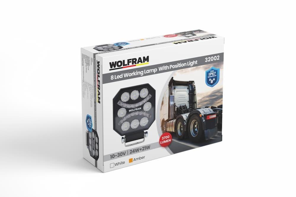 WOLFRAM 8 LEDLİ EMOJİLİ  ÇALIŞMA LAMBASI 12/24V SARI / BEYAZ