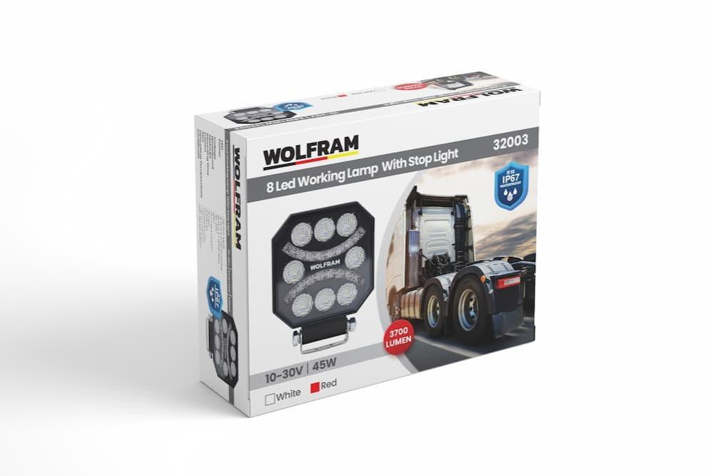 WOLFRAM 8 LEDLİ EMOJİLİ  ÇALIŞMA LAMBASI 12/24V KIRMIZI / BEYAZ