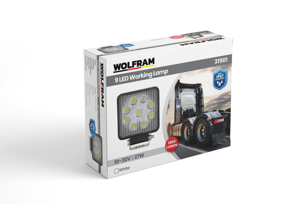 WOLFRAM 9 LEDLİ ÇALIŞMA LAMBASI 12/24V 27W E BELGELİ