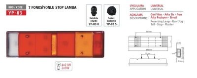 YP 7 FONSİYONLU STOP LAMBASI KABLOLU