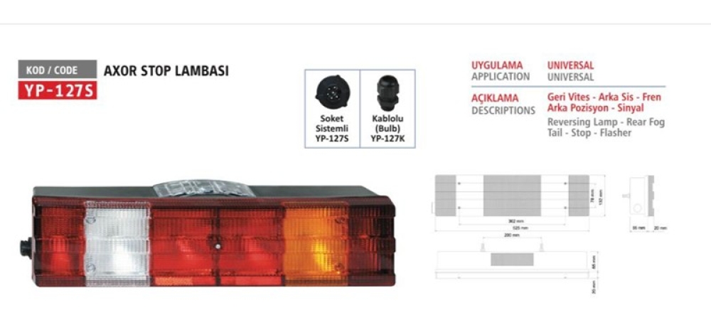 YP AXOR STOP LAMBA SOKETLİ
