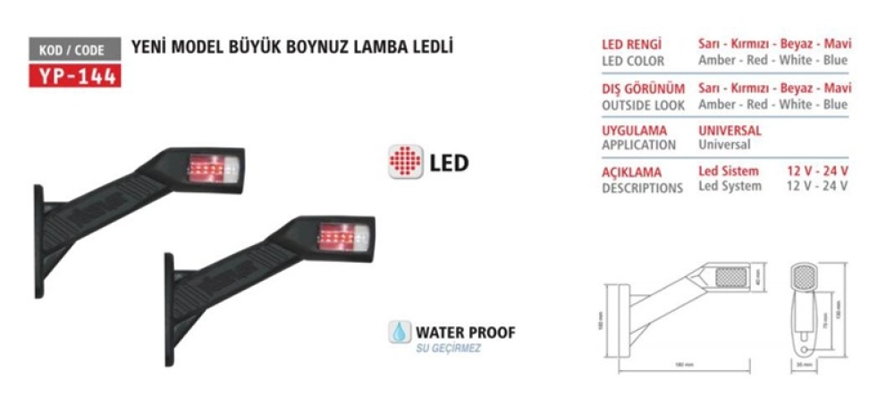 YP KRONE TİP BOYNUZ LAMBA UZUN