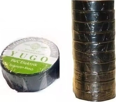 YUGO İZOLE BANT SİYAH 19MMX15M 1.KALİTE 10 ADET