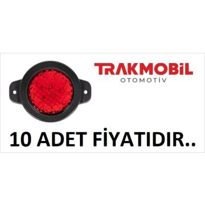 YUVARLAK İŞARET LAMBA PETEKLİ CAM (10 ADET) Kırmızı